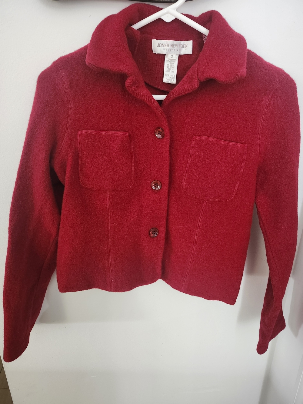 Jones New York Red Wool Blend Button-Front Jacket